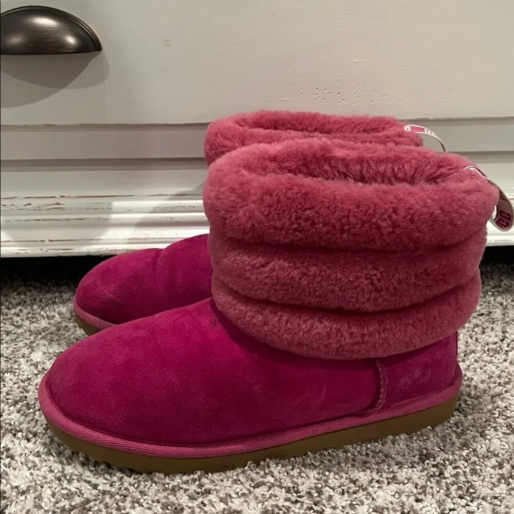 UGG Kid's Fluff Mini Quilted Boots in Fuchsia / Pink